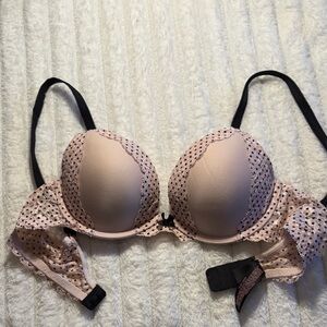 Victorias Secret Lace Push-Up Bra - Pink and Polka Dot